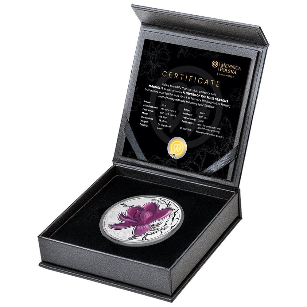 2026 Flowers Of The Four Seasons - Magnolia 1oz Silver Proof Coin Case