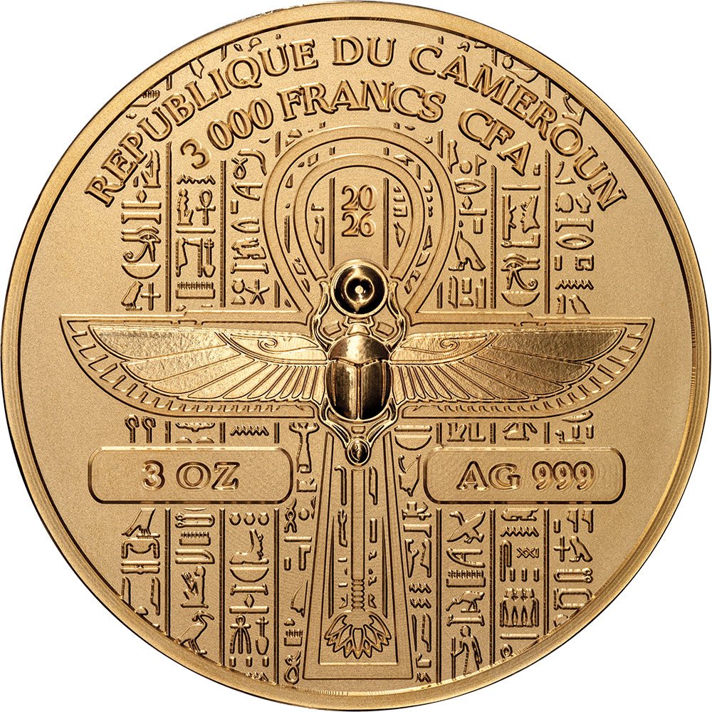 2026 Gold Grandeur - Throne Of Tutankhamun 3oz Silver Coin Obverse
