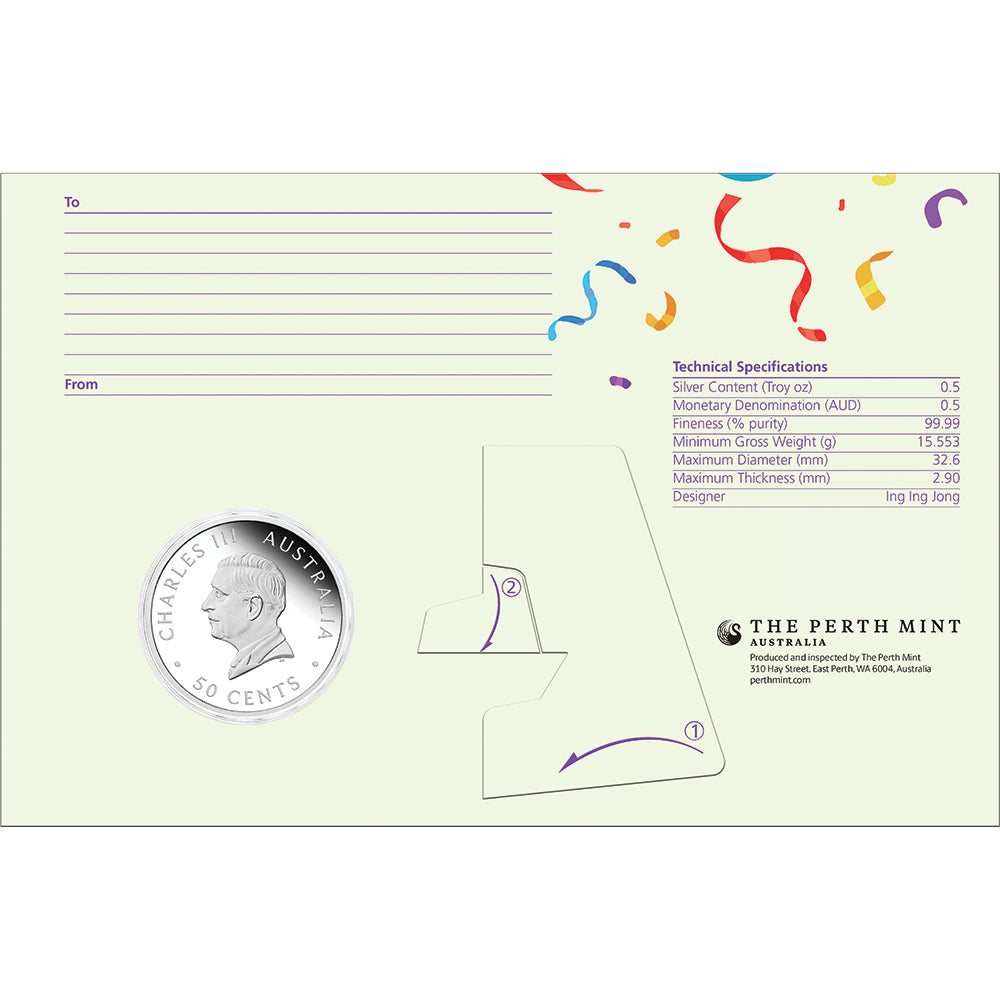 2026 Happy Birthday 1/2oz Silver Proof Coloured Coin In Card Back