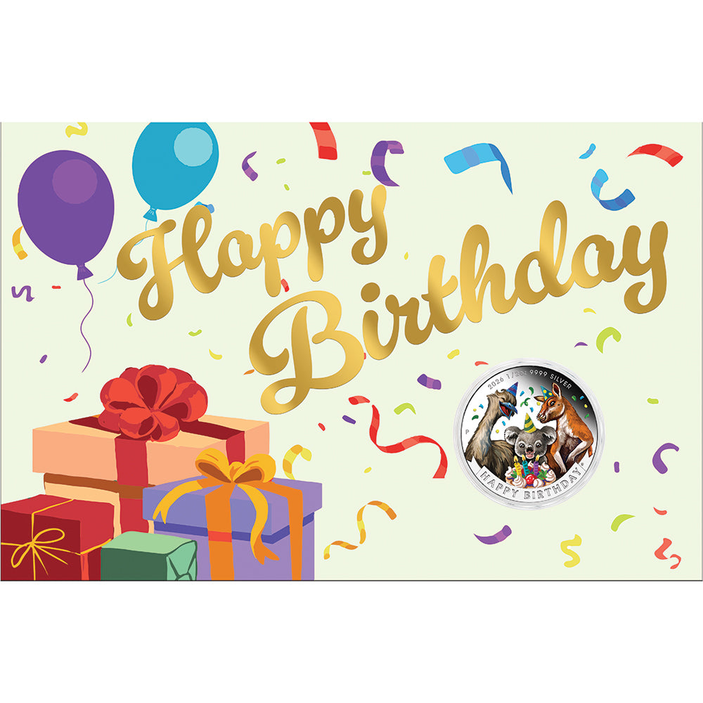 2026 Happy Birthday 1/2oz Silver Proof Coloured Coin In Card