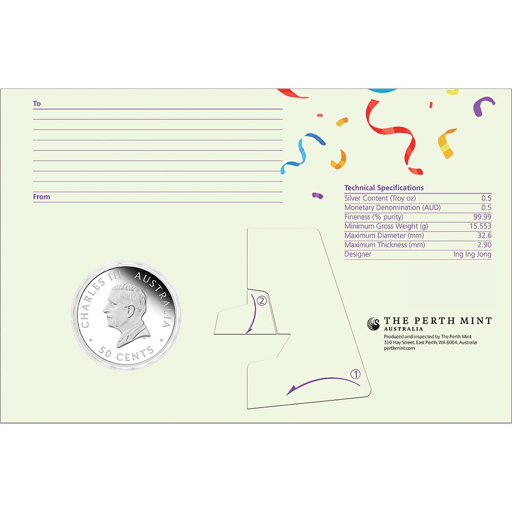 2026 Happy Birthday 1/2oz Silver Proof Coloured Coin In Card Back