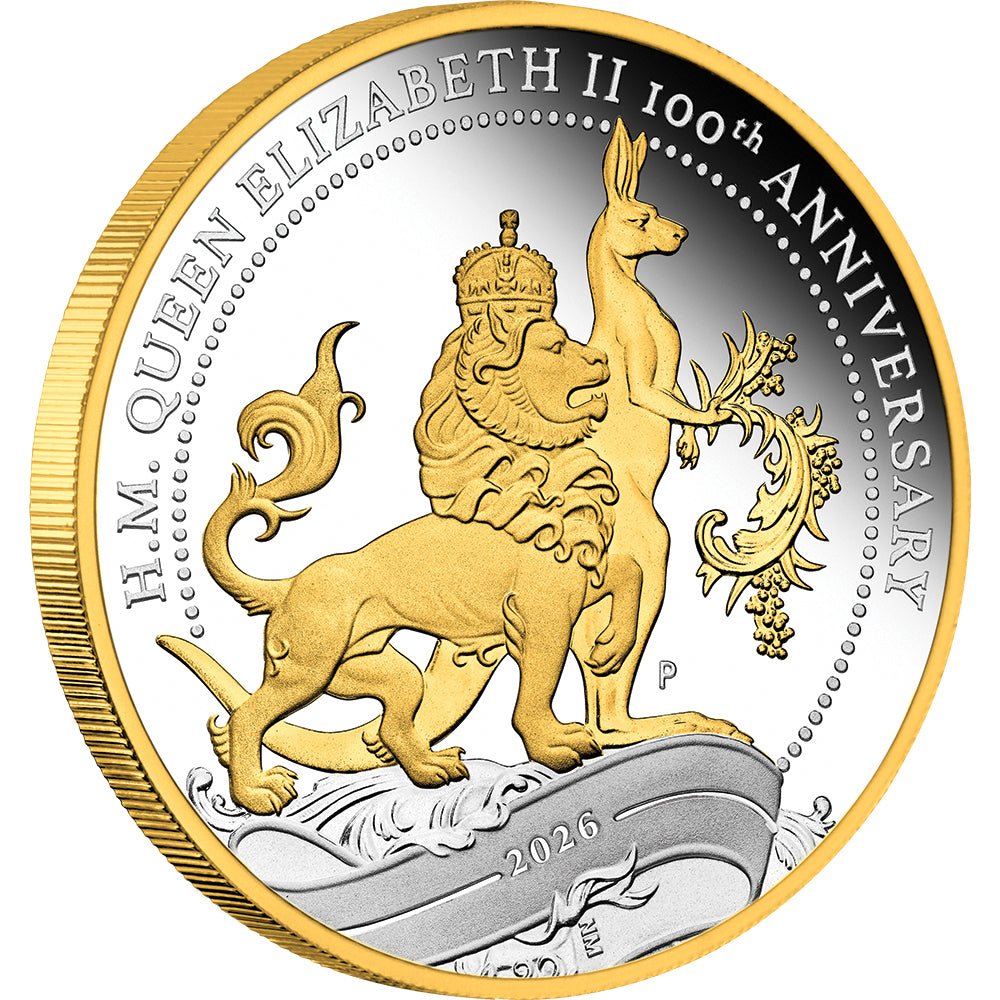 2026 H.M. Queen Elizabeth II 100th Anniversary 1oz Silver Proof Gilded Coin