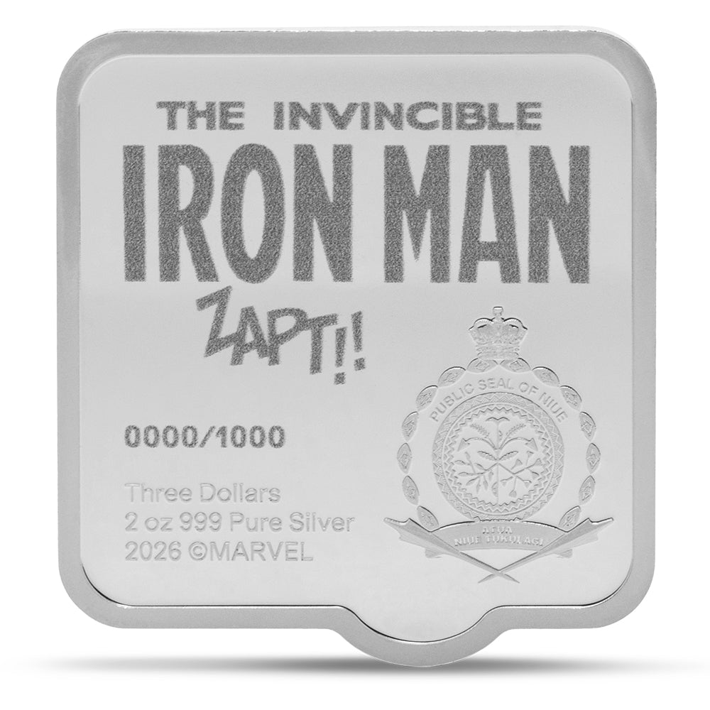 2026 Marvel - Iron Man 'ZAPT!!' 2oz Silver Collectible Coin Obverse