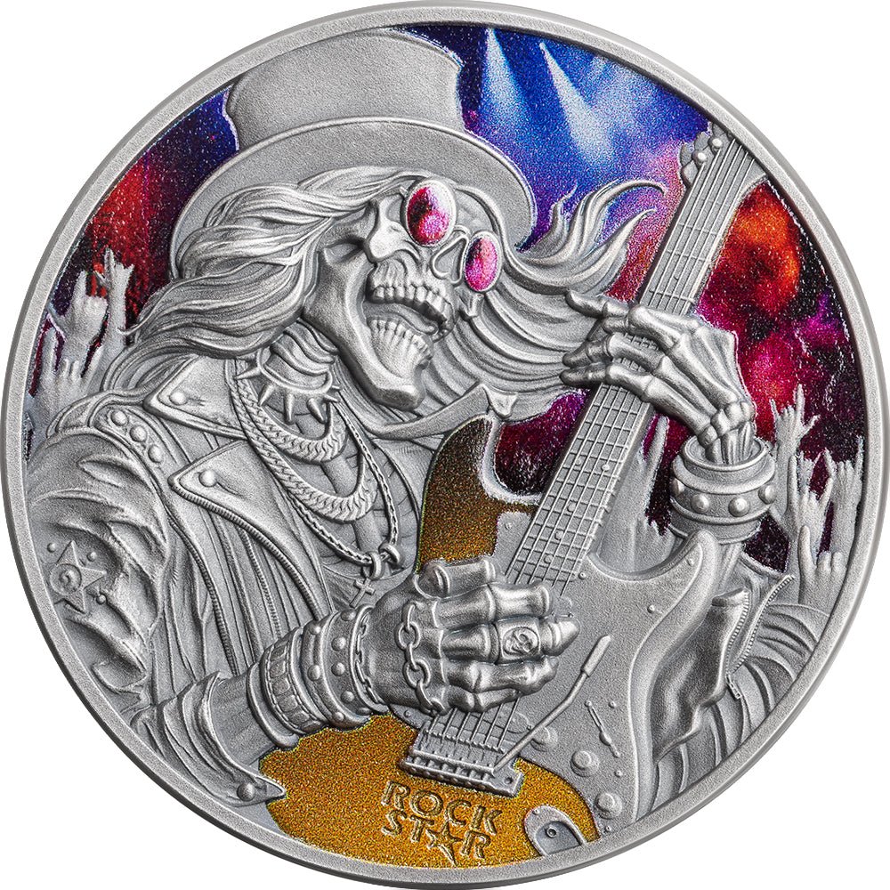 2026 Memento Mori - Rock Star 1oz Silver Antique Coin