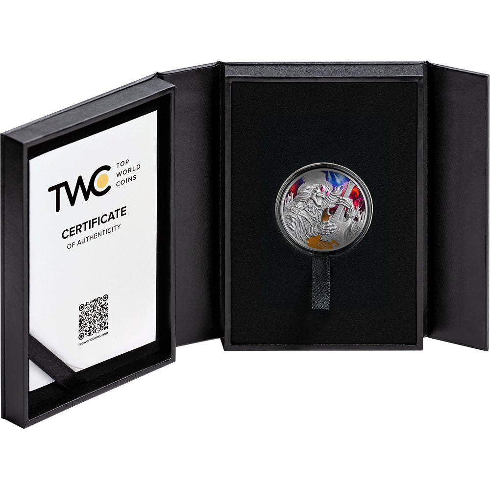 2026 Memento Mori - Rock Star 1oz Silver Antique Coin Case