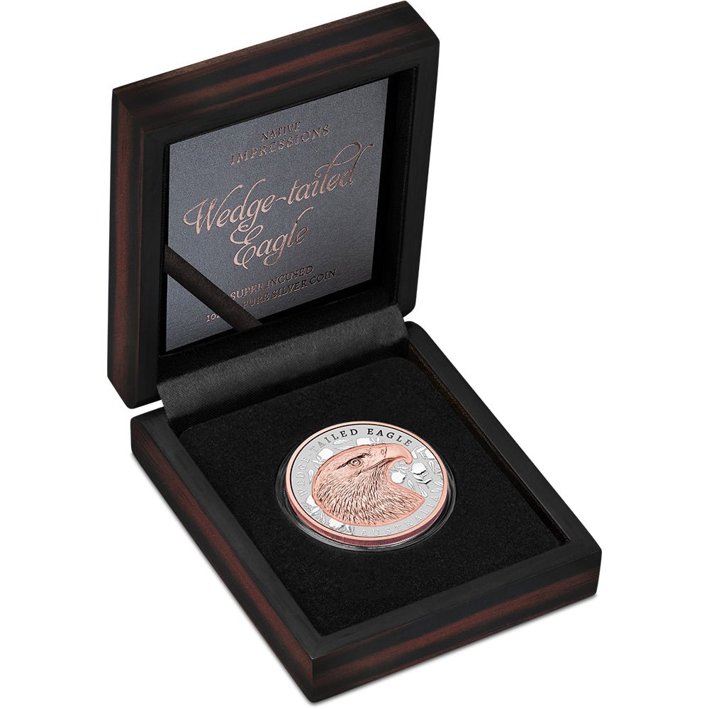 2026 Native Impressions - Wedge-Tailed Eagle 1oz Silver Super Incused Rose Gold Coin Case