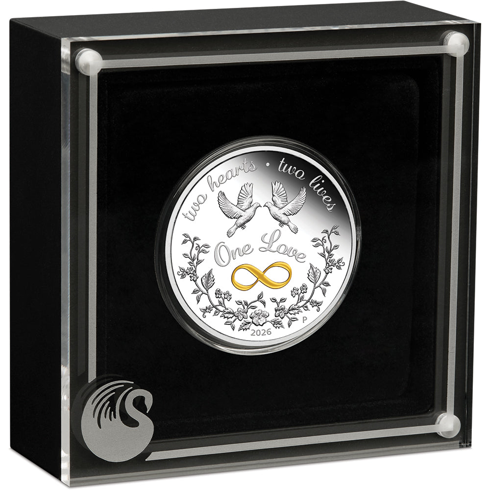 2026 One Love 1oz Silver Proof Coloured Coin Case