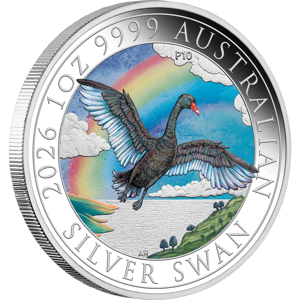 2026 Perth Money Expo ANDA Show Special - Australian Swan 1oz Silver Coloured Coin Angle