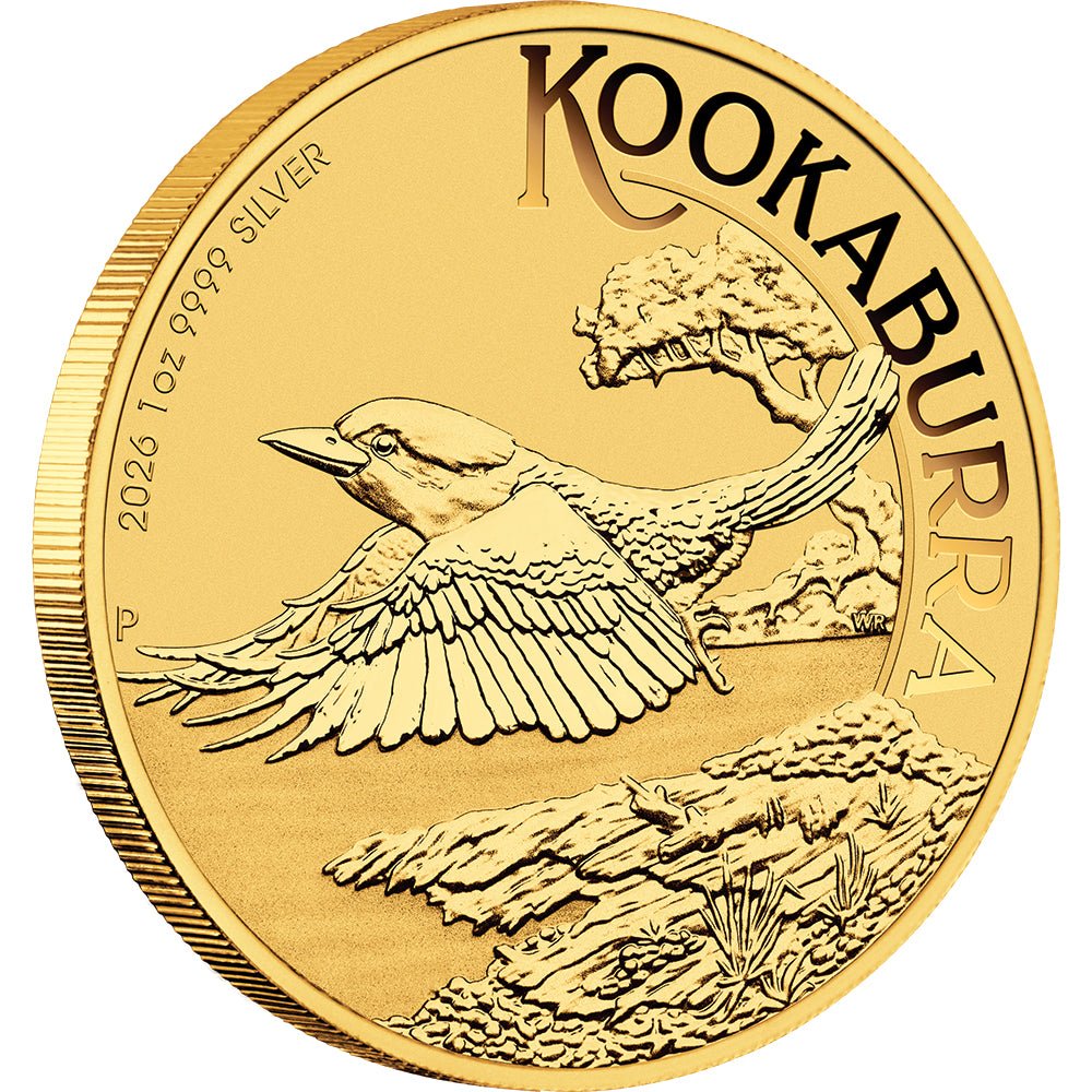 2026 Perth Stamp & Coin Show - Australian Kookaburra 1oz Silver Gold Plated Coin