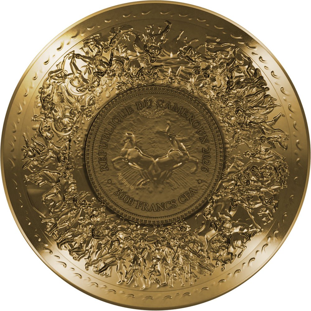 2026 Shield Of Achilles 4oz Silver Gold-Plated Proof Coin Obverse