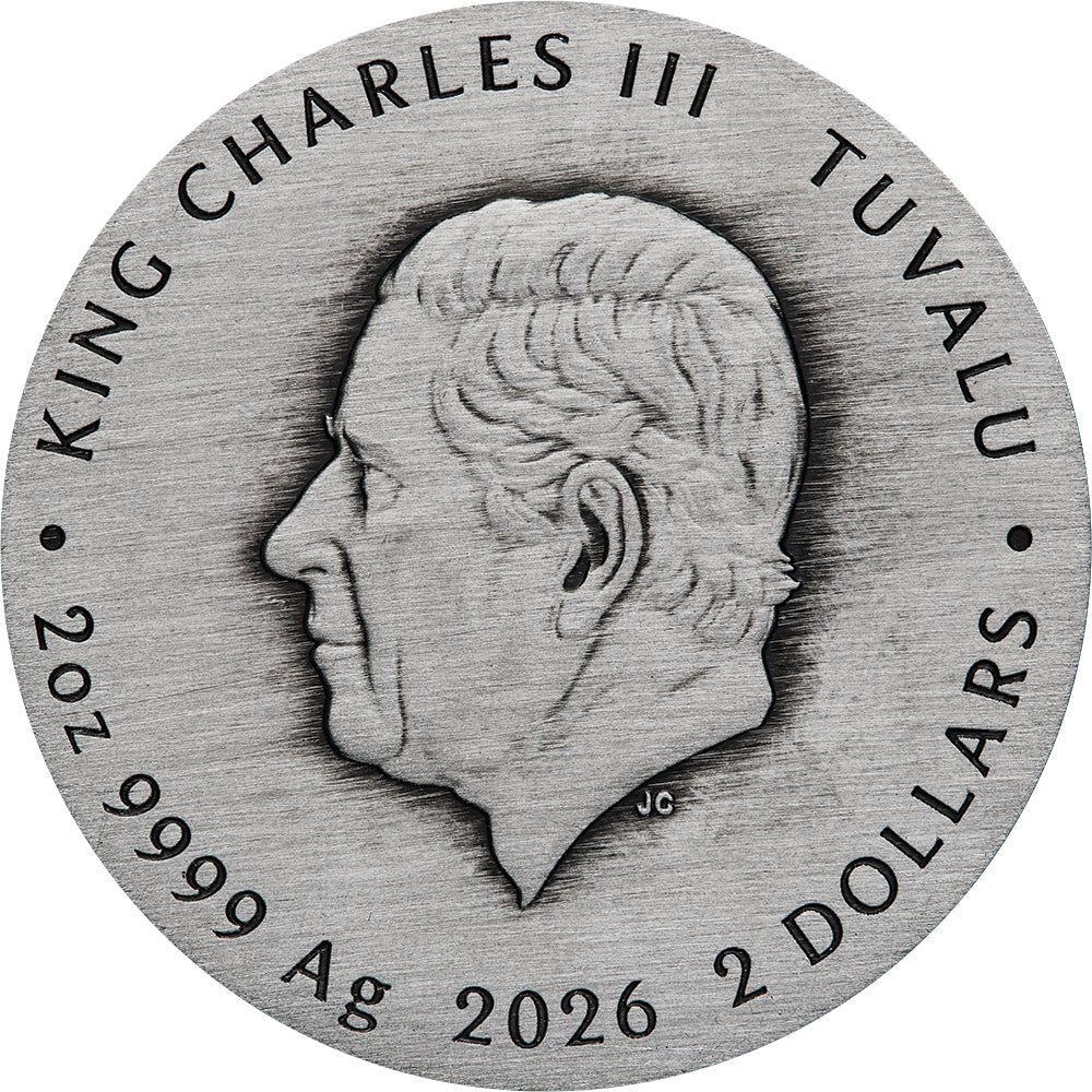 2026 Stranger Things - Villains 2oz Silver Antiqued Coloured Coin Obverse