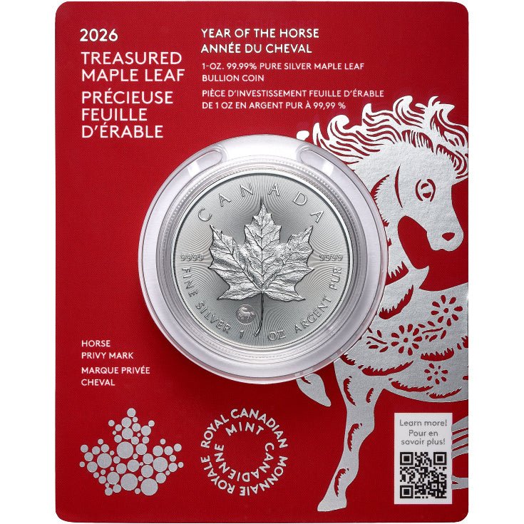 2026 Treasured Silver Maple Leaf: Year Of The Horse Privy Mark 1oz Silver Coin (Premium Bullion)