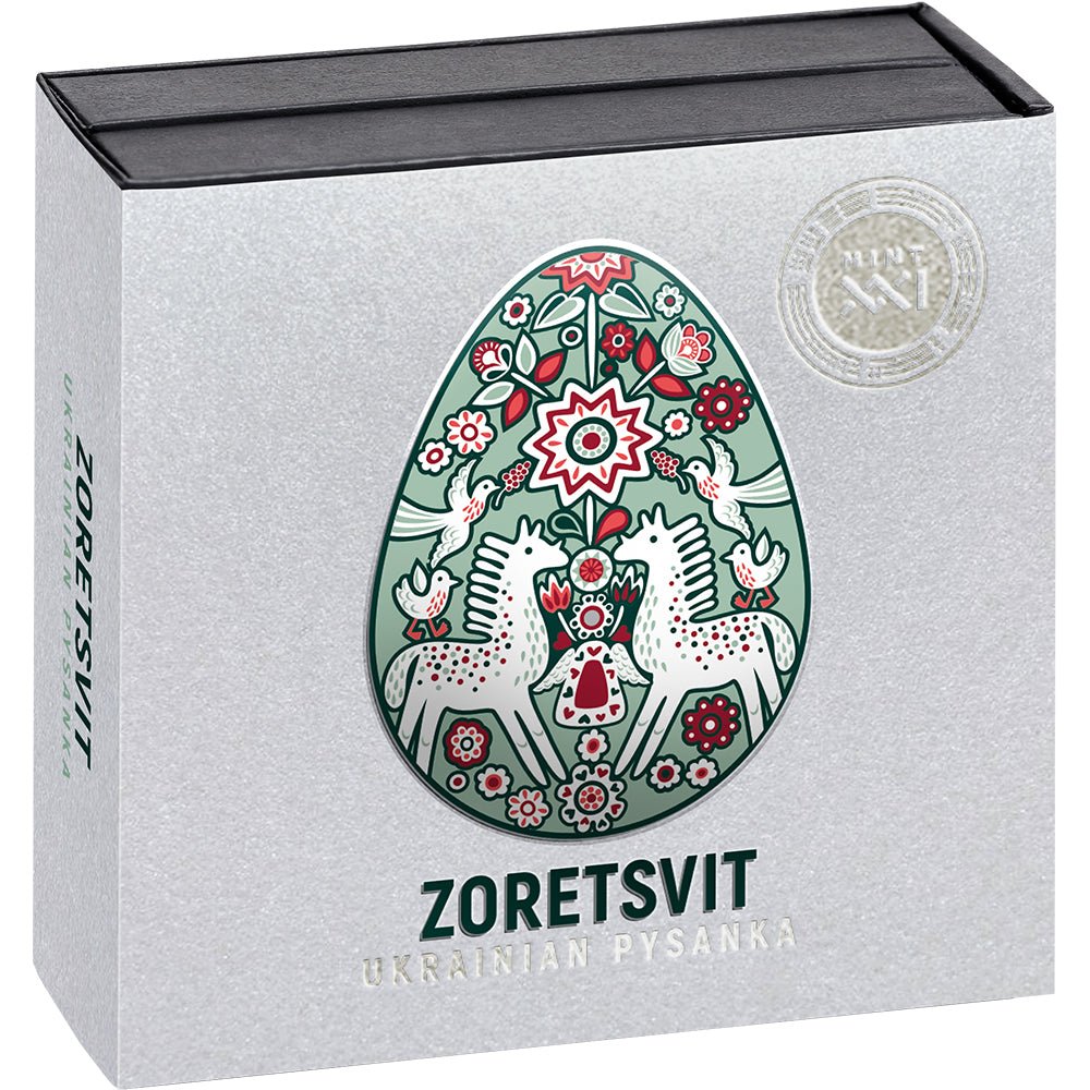 2026 Ukrainian Pysanka - Zoretsvit 1oz Silver Proof Coin Shipper