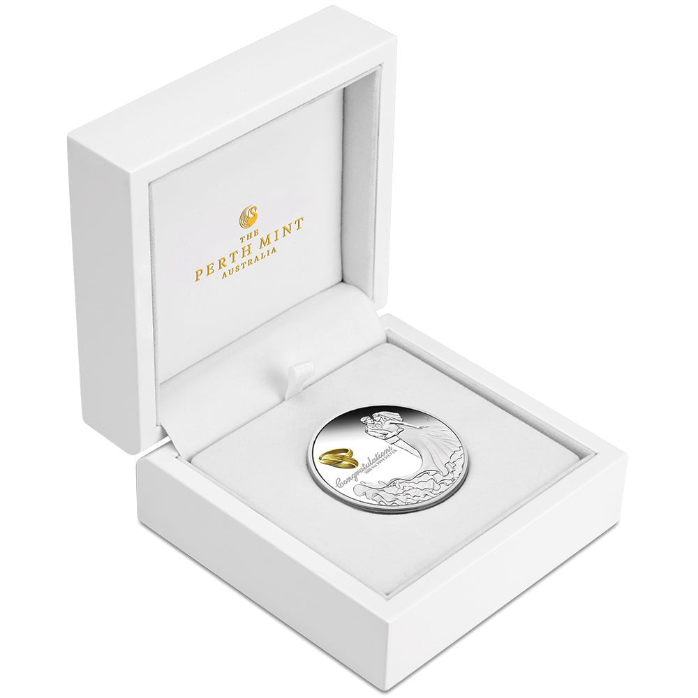 2026 Wedding 1oz Silver Proof Coloured Coin Case