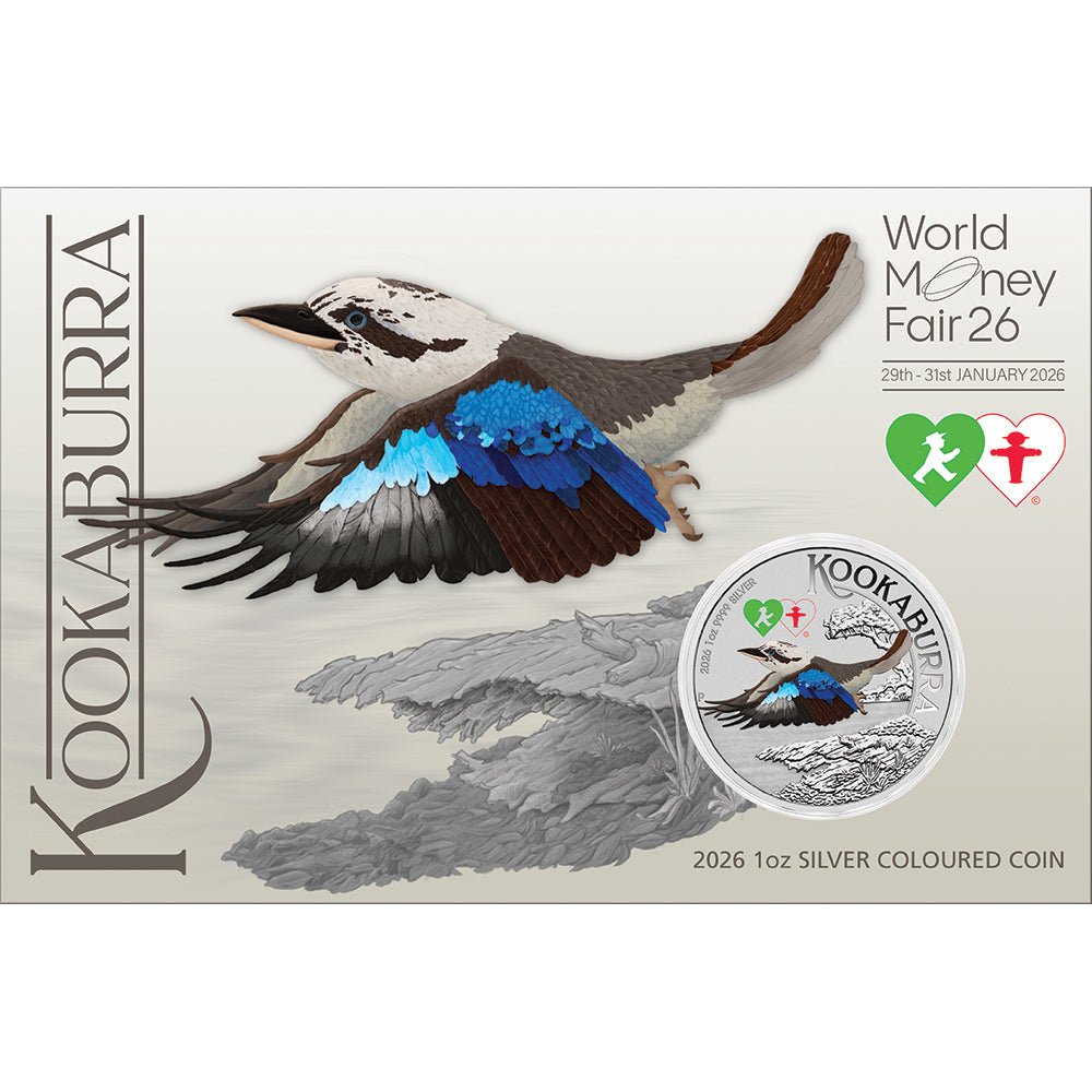 2026 World Money Fair Berlin - Australian Kookaburra 1oz Silver Coin With Double Amplemann Privy
