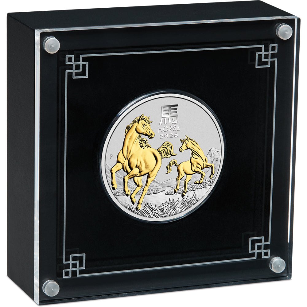 2026 Year Of The Horse 1oz Silver Gilded Coin Case