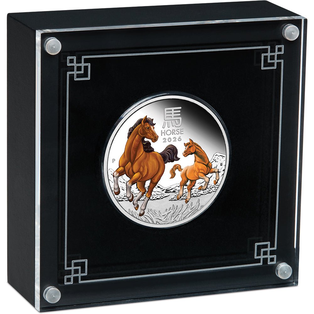 2026 Year Of The Horse 1oz Silver Proof Coloured Coin Case