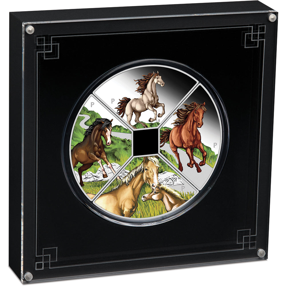 2026 Year Of The Horse Quadrant 1oz Silver Proof Coloured Four-Coin Set Case