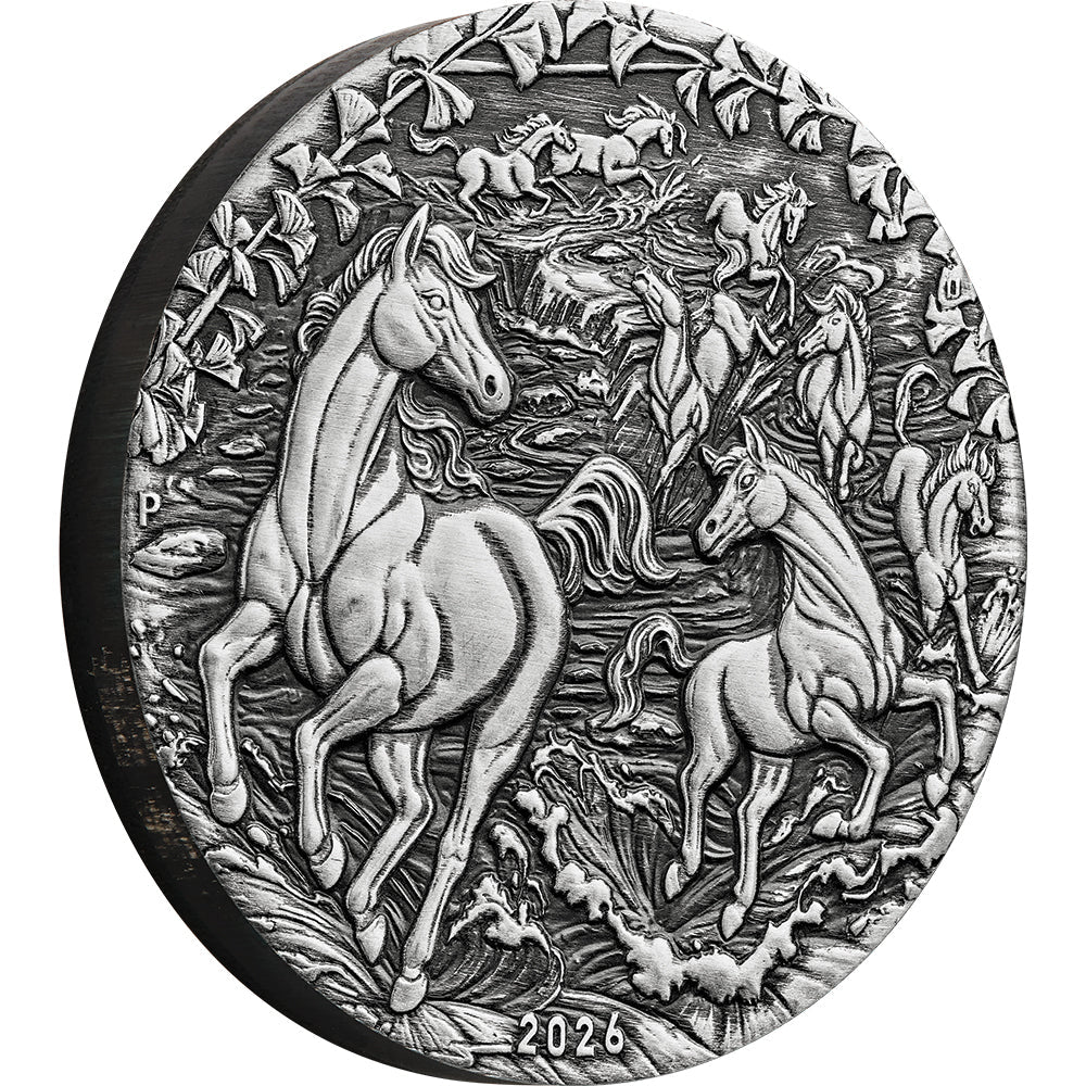 2026 Year Of The Horse 2oz Silver Antiqued Coin