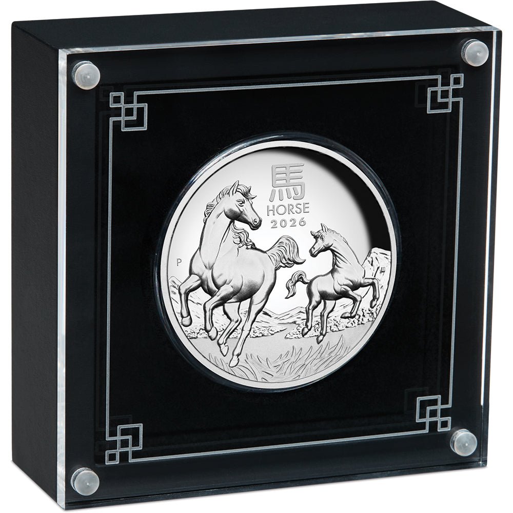 2026 Year Of The Horse 5oz Silver Proof High Relief Coin Case
