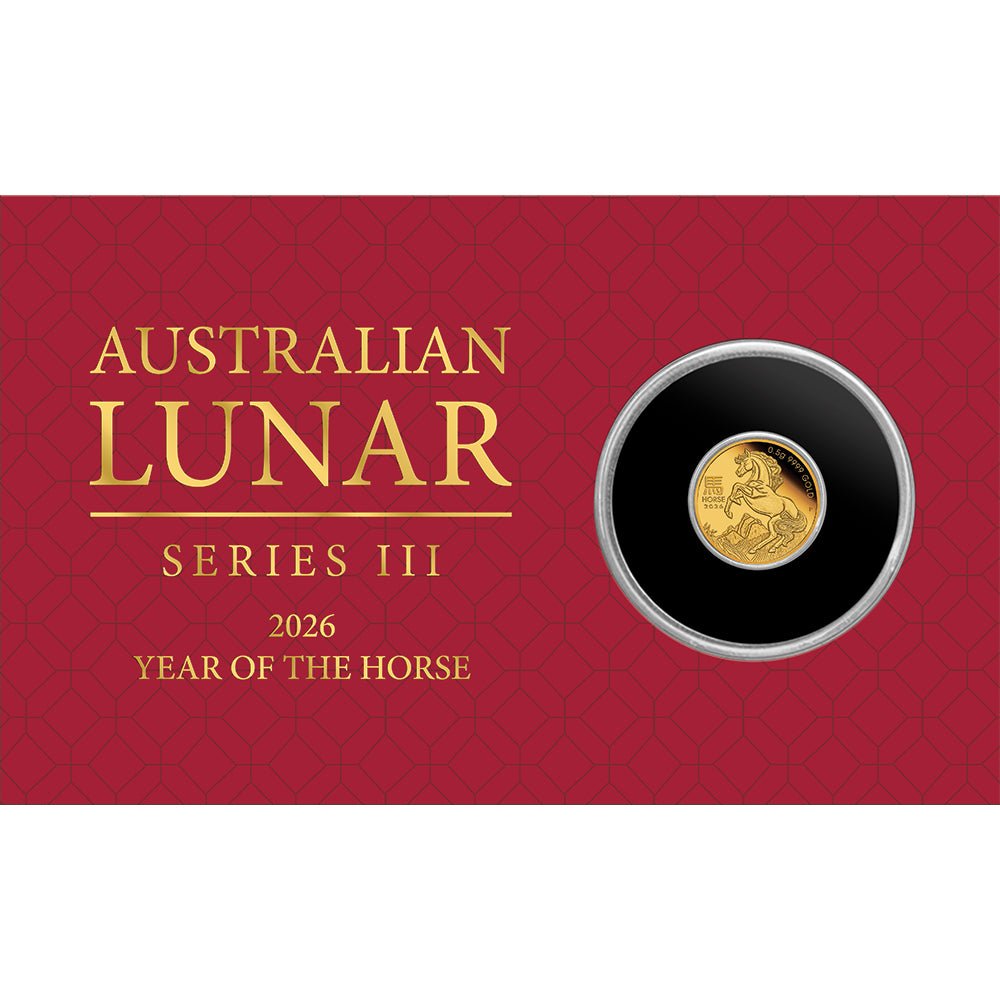 2026 Year Of The Horse - Mini Horse 0.5g Gold Proof Coin In Card