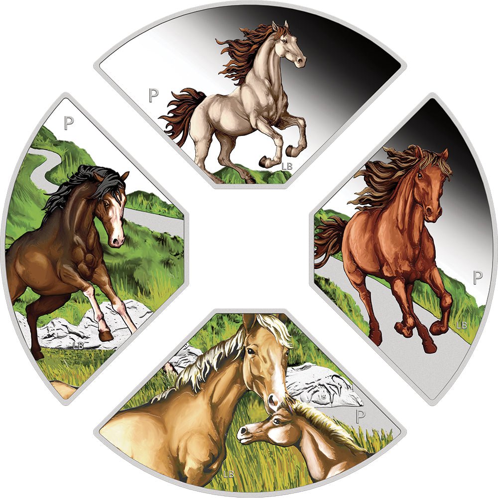 2026 Year Of The Horse Quadrant 1oz Silver Proof Coloured Four-Coin Set Reverse