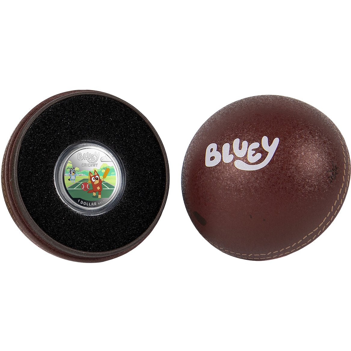 2027 $1 Bluey Cricket Coloured Silver Proof Coin Case