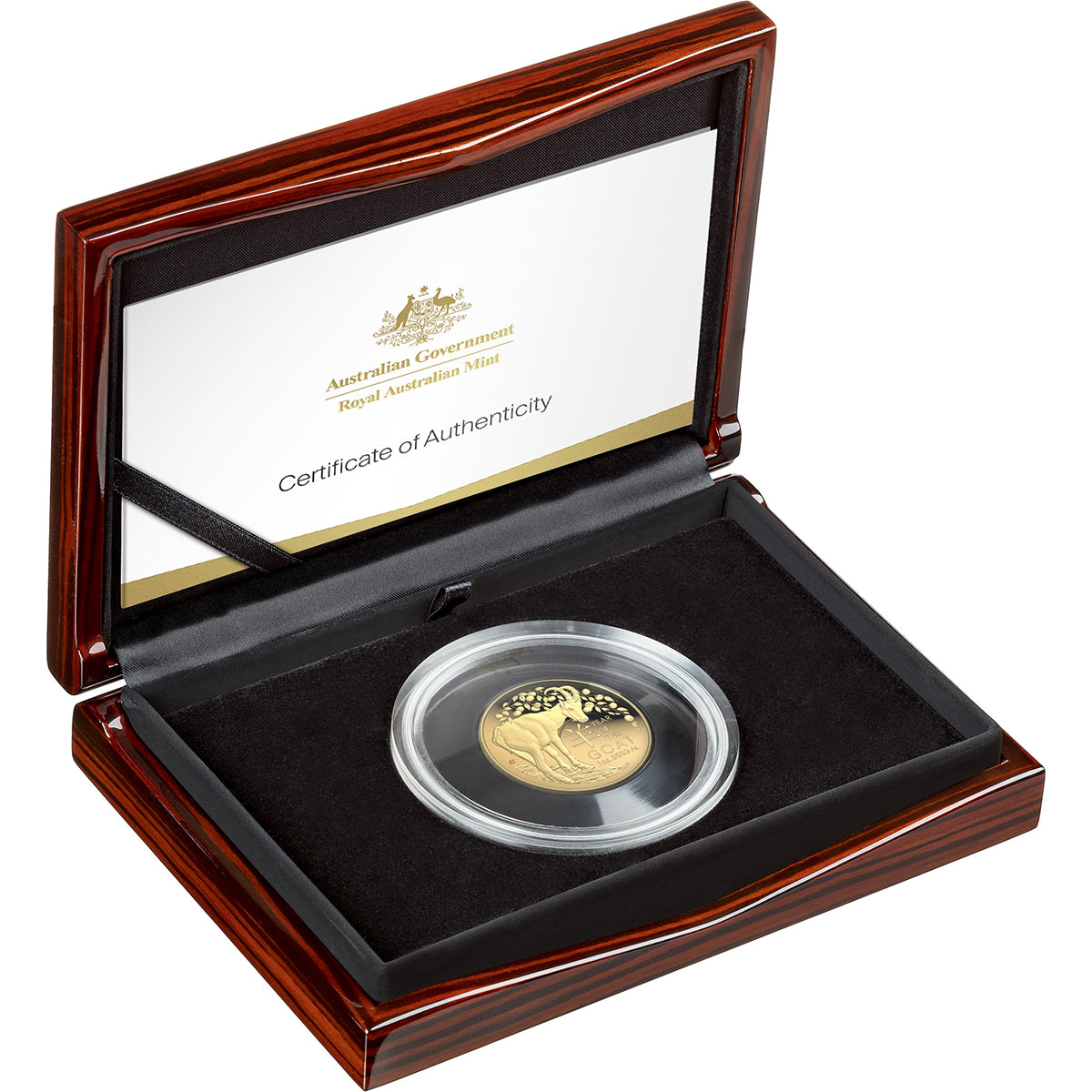 2027 $100 Year Of The Goat 1oz Gold Proof Domed Coin Case
