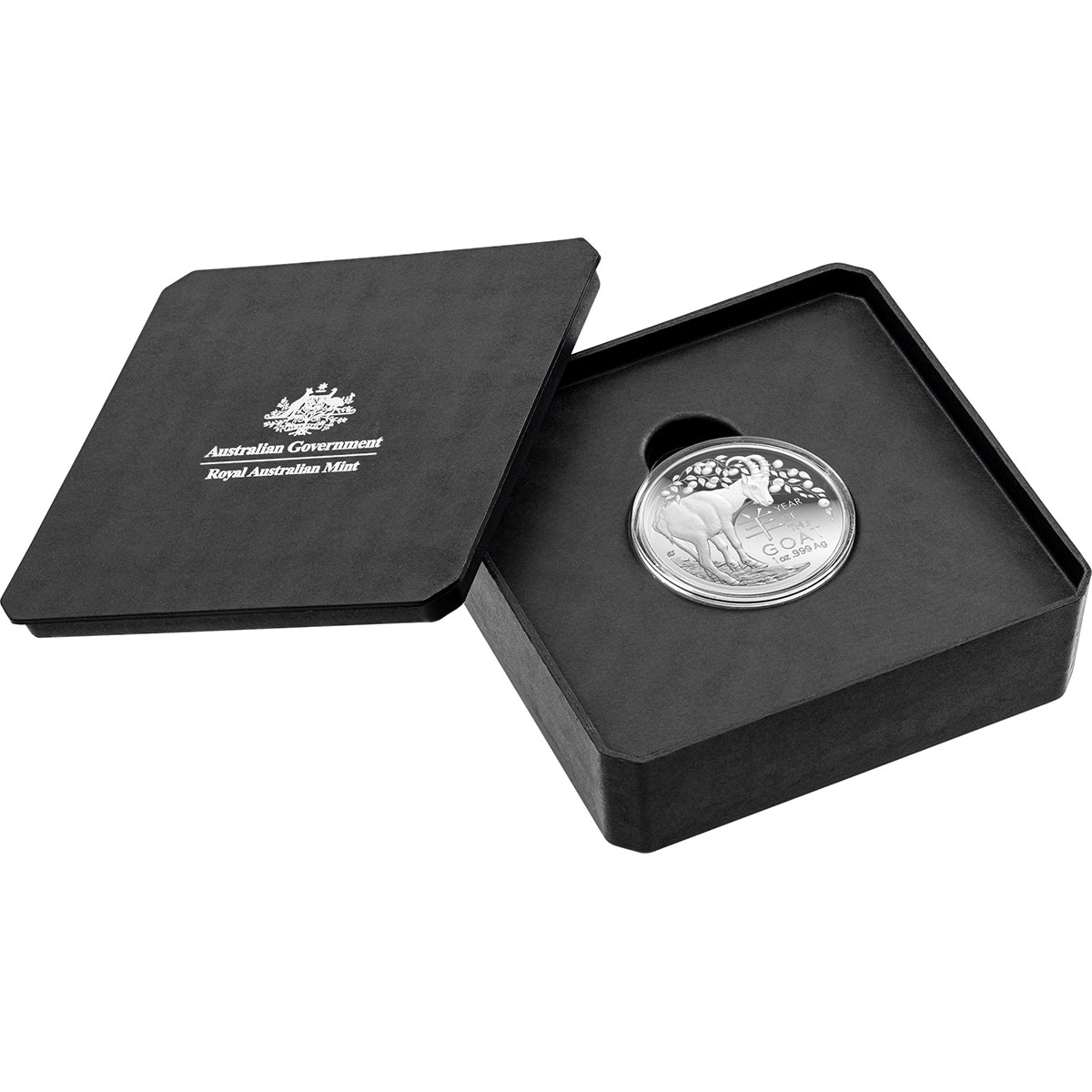 2027 $5 Year Of The Goat 1oz Silver Proof Domed Coin Case