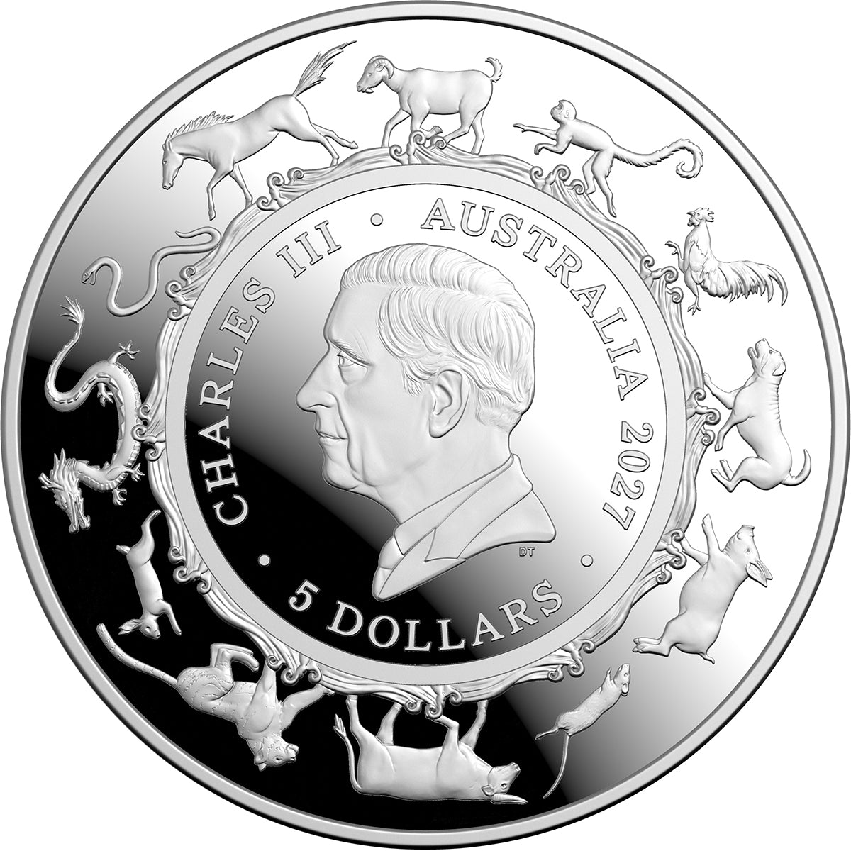 2027 $5 Year Of The Goat 1oz Silver Proof Domed Coin Obverse