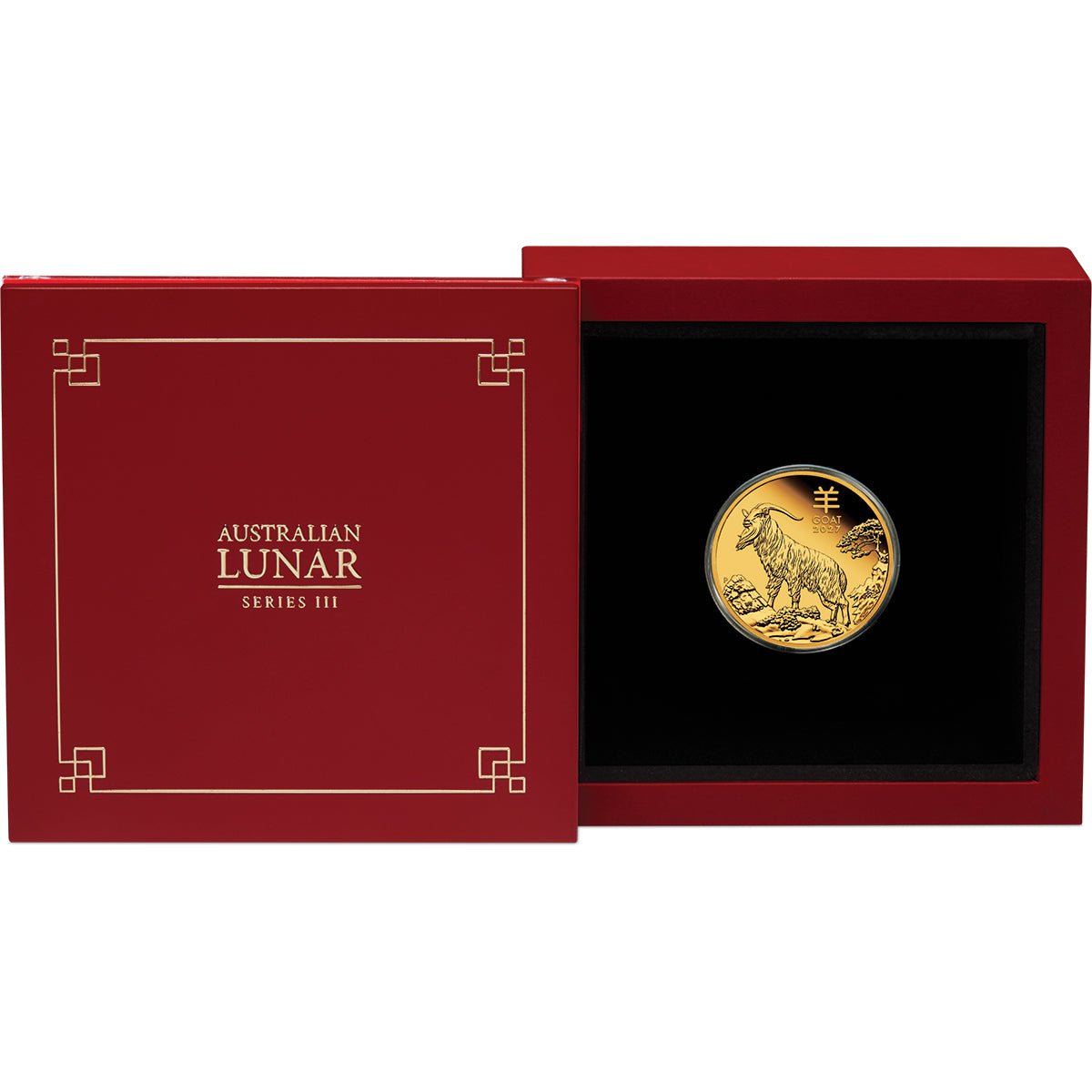 2027 Year Of The Goat 1/4oz Gold Proof Coin Case