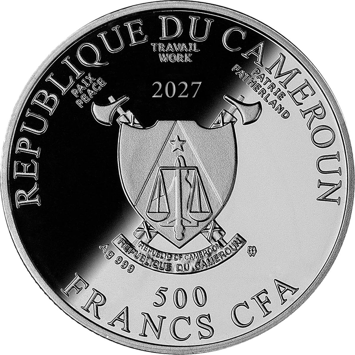 2027 Year Of The Goat - Ruthenium Silver Black Proof Coin Obverse