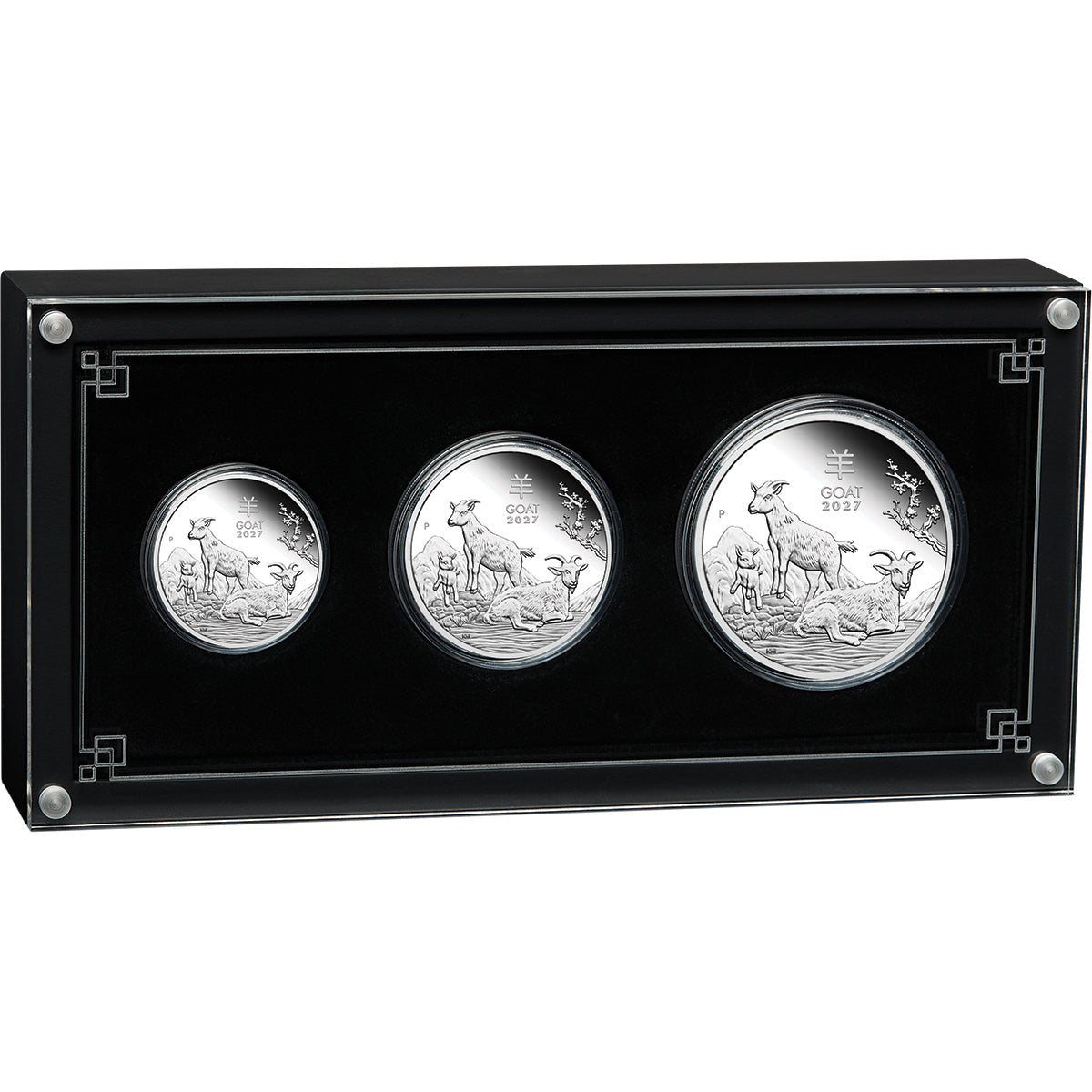 2027 Year Of The Goat Silver Proof Three-Coin Set