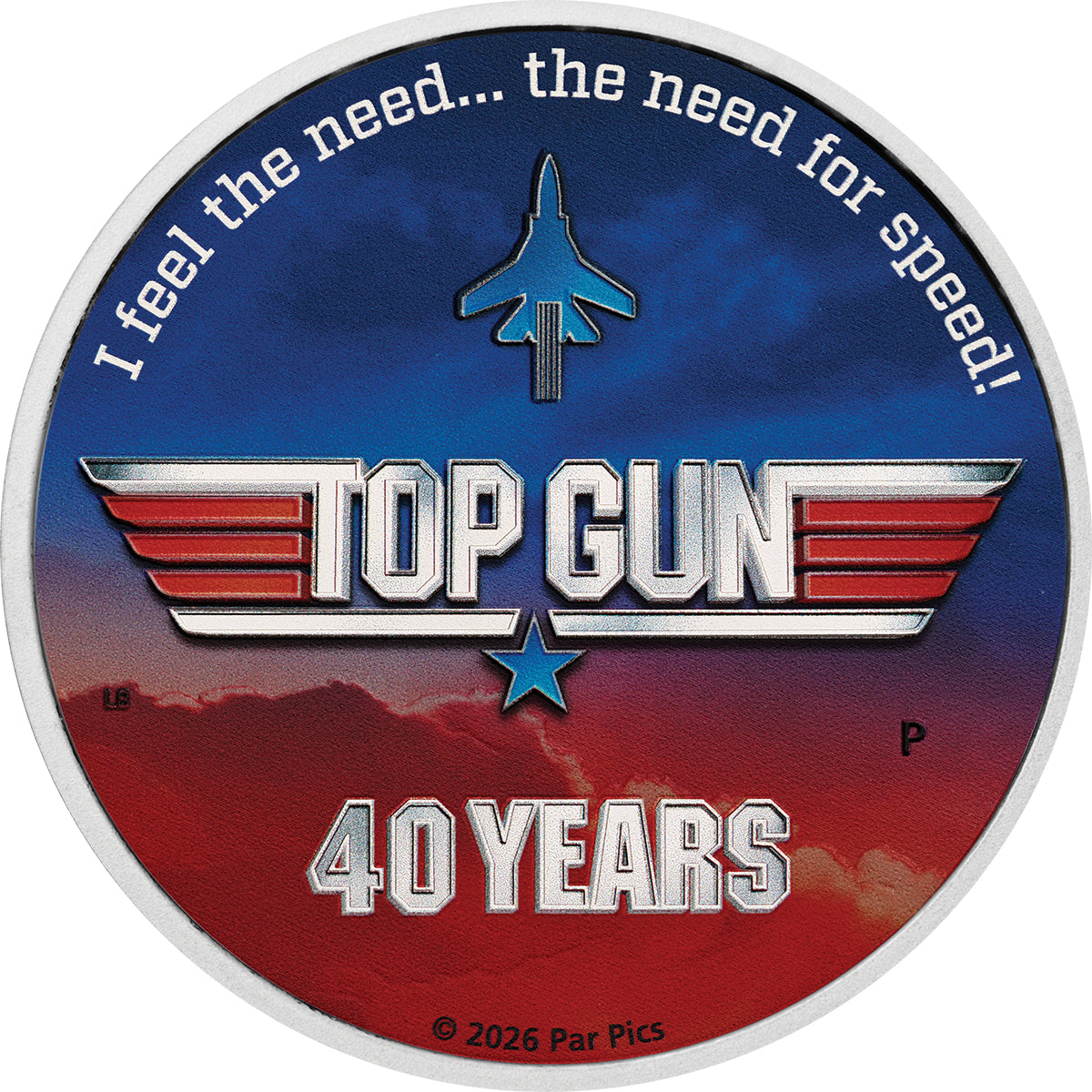 40 Years of Top Gun 2026 1oz Silver Coloured Coin Reverse