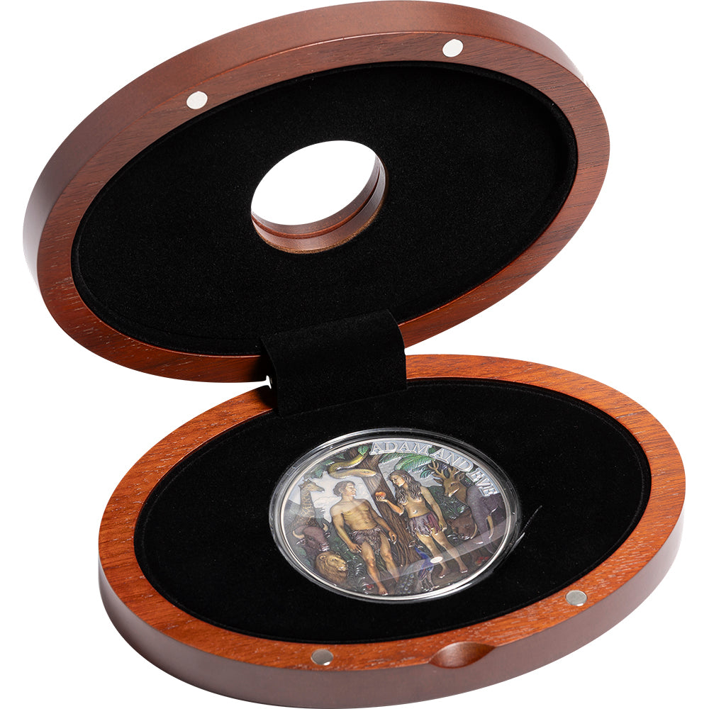 Adam And Eve 3oz Silver Antique Coin Case Closed