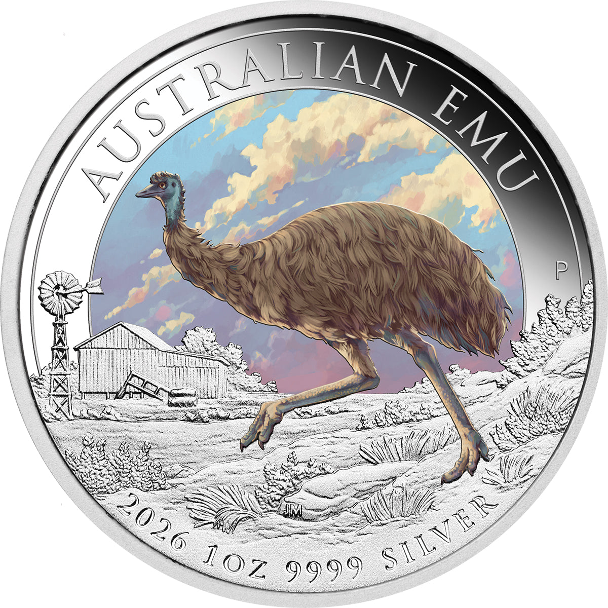 Australian Emu 2026 1oz Silver Coloured Coin Reverse