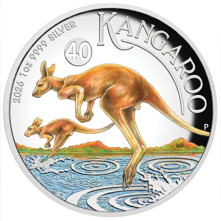 Australian Kangaroo 2026 1oz Silver Proof High Relief Coloured Coin ...