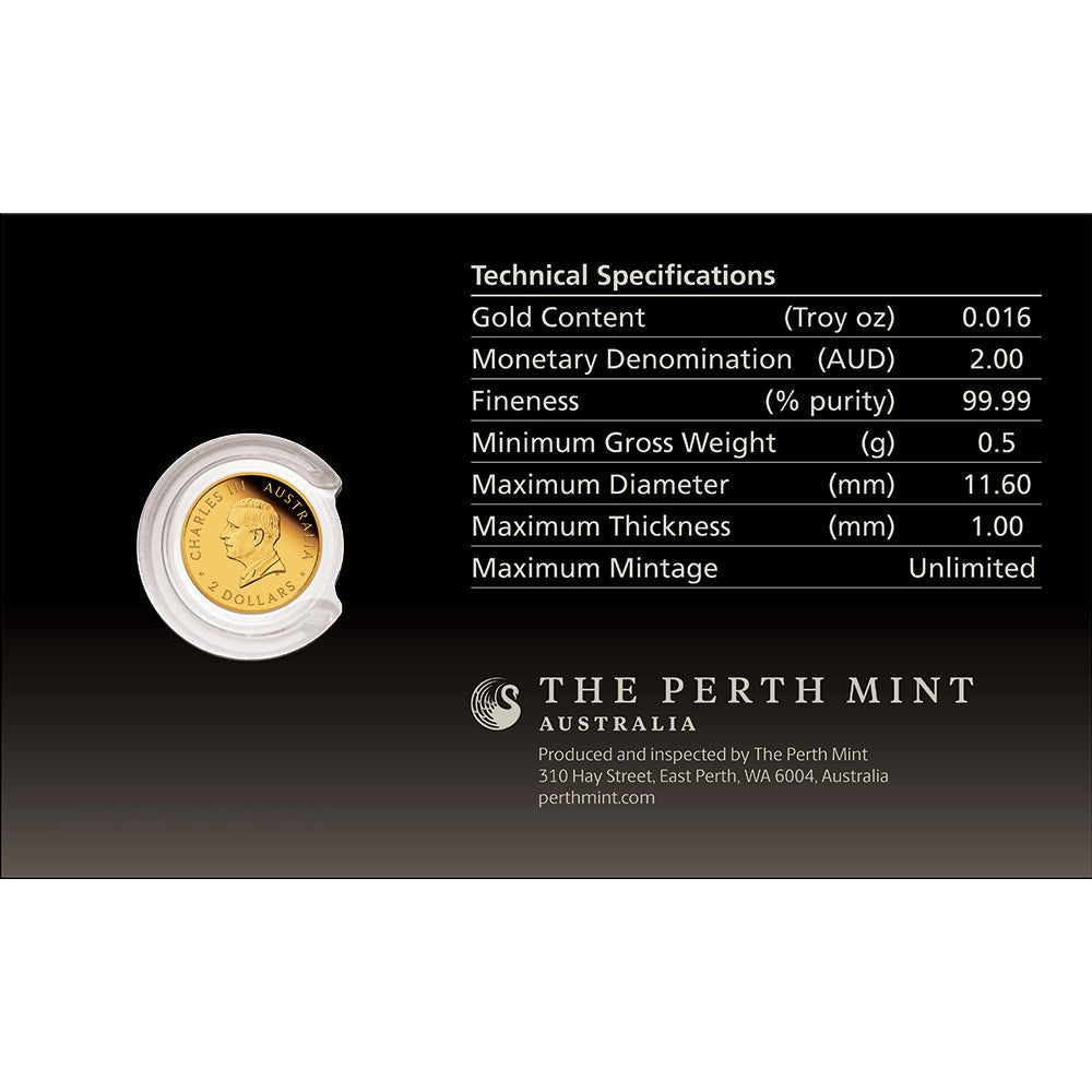 Australian Kangaroo 2026 Mini Roo 0.5g Gold Proof Coin In Card Back