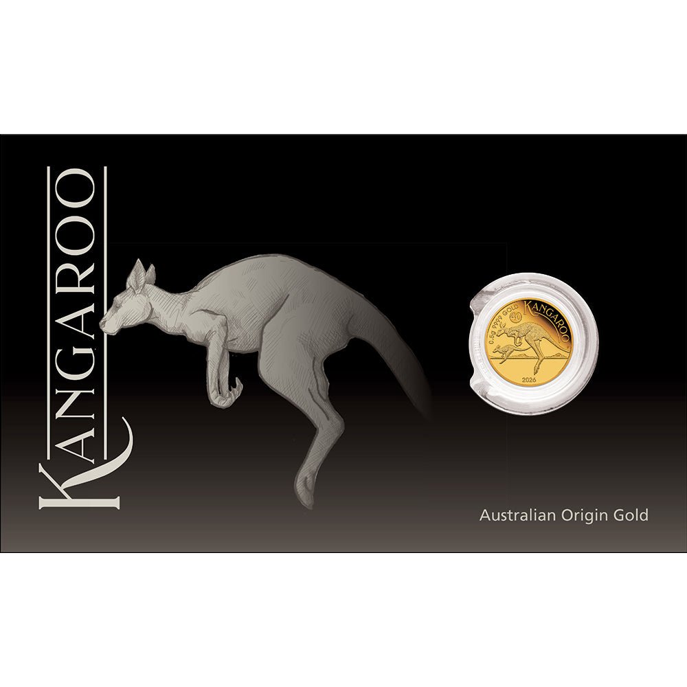 Australian Kangaroo 2026 Mini Roo 0.5g Gold Proof Coin In Card