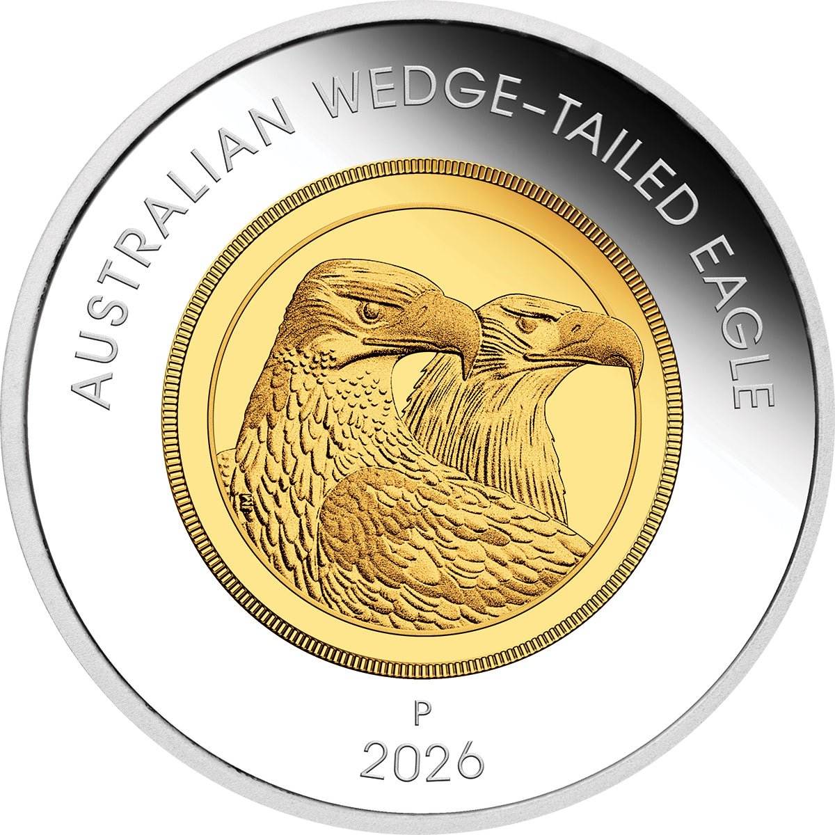 Australian Wedge-Tailed Eagle 2026 1oz Bi-Metal Proof Coin Reverse