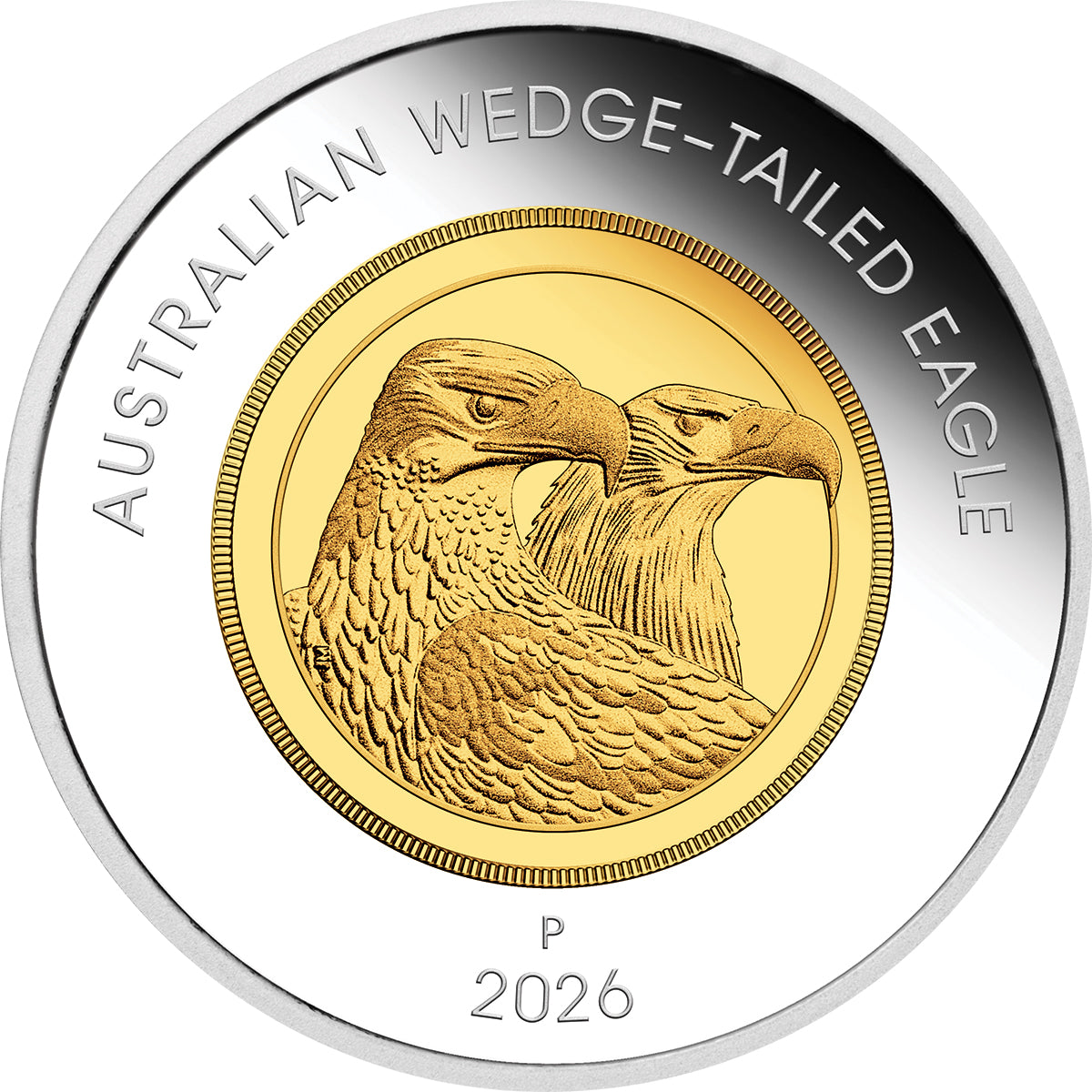 Australian Wedge-Tailed Eagle 2026 1oz Bi-Metal Proof Coin Reverse