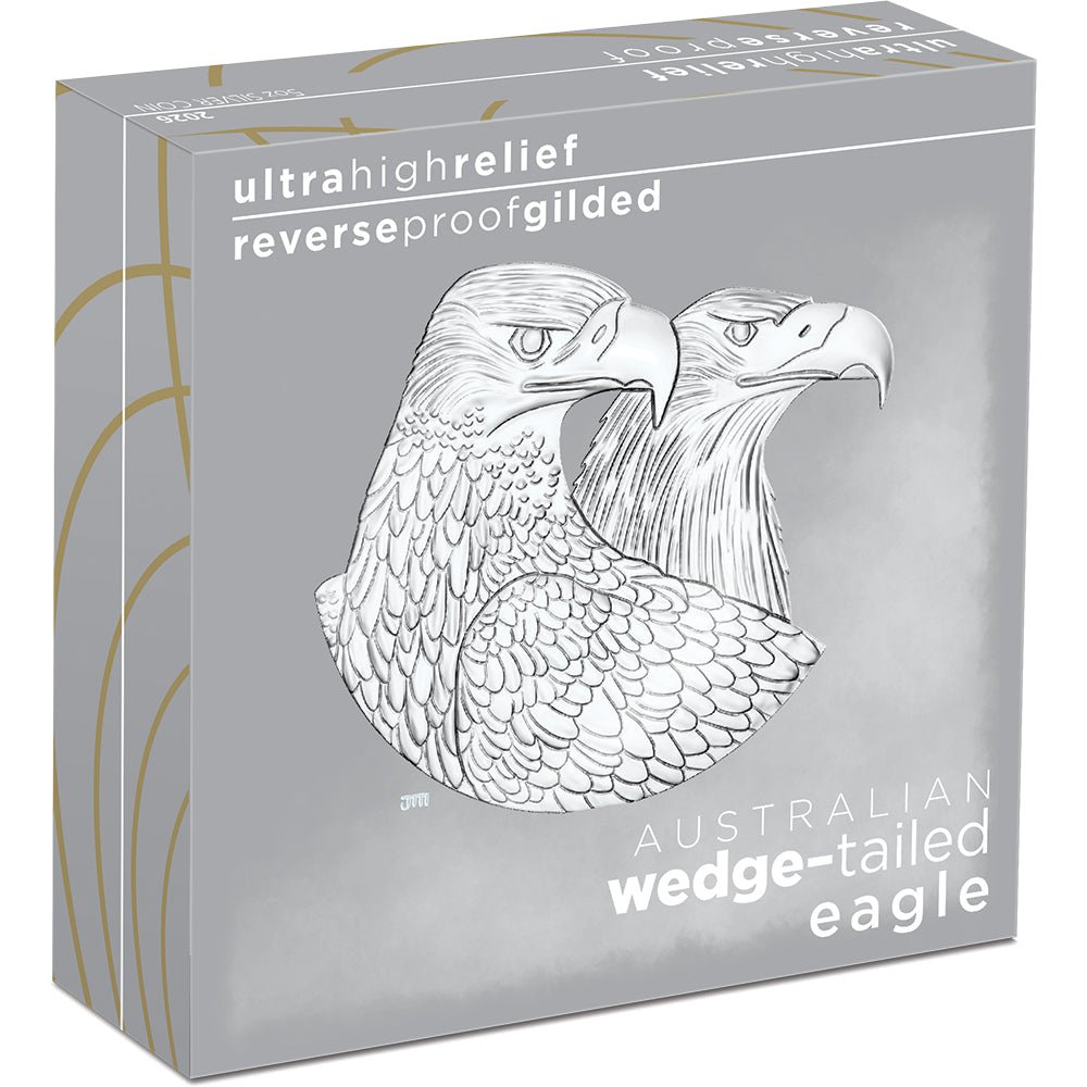 Australian Wedge-tailed Eagle 2026 5oz Silver Enhanced Reverse Proof Ultra High Relief Gilded Coin Shipper