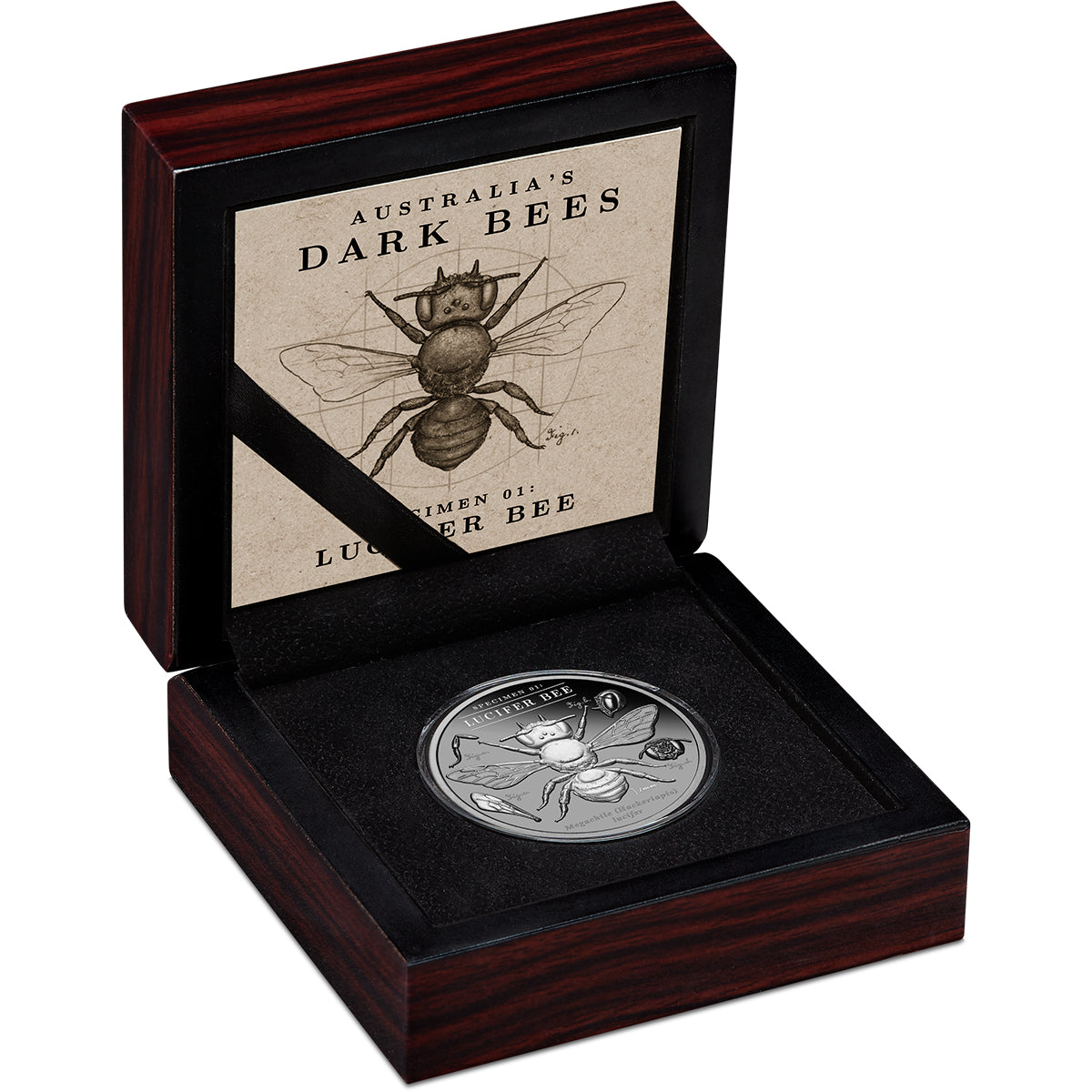 Australia's Dark Bees - 2026 Lucifer Bee 2oz Black Proof Coin Case