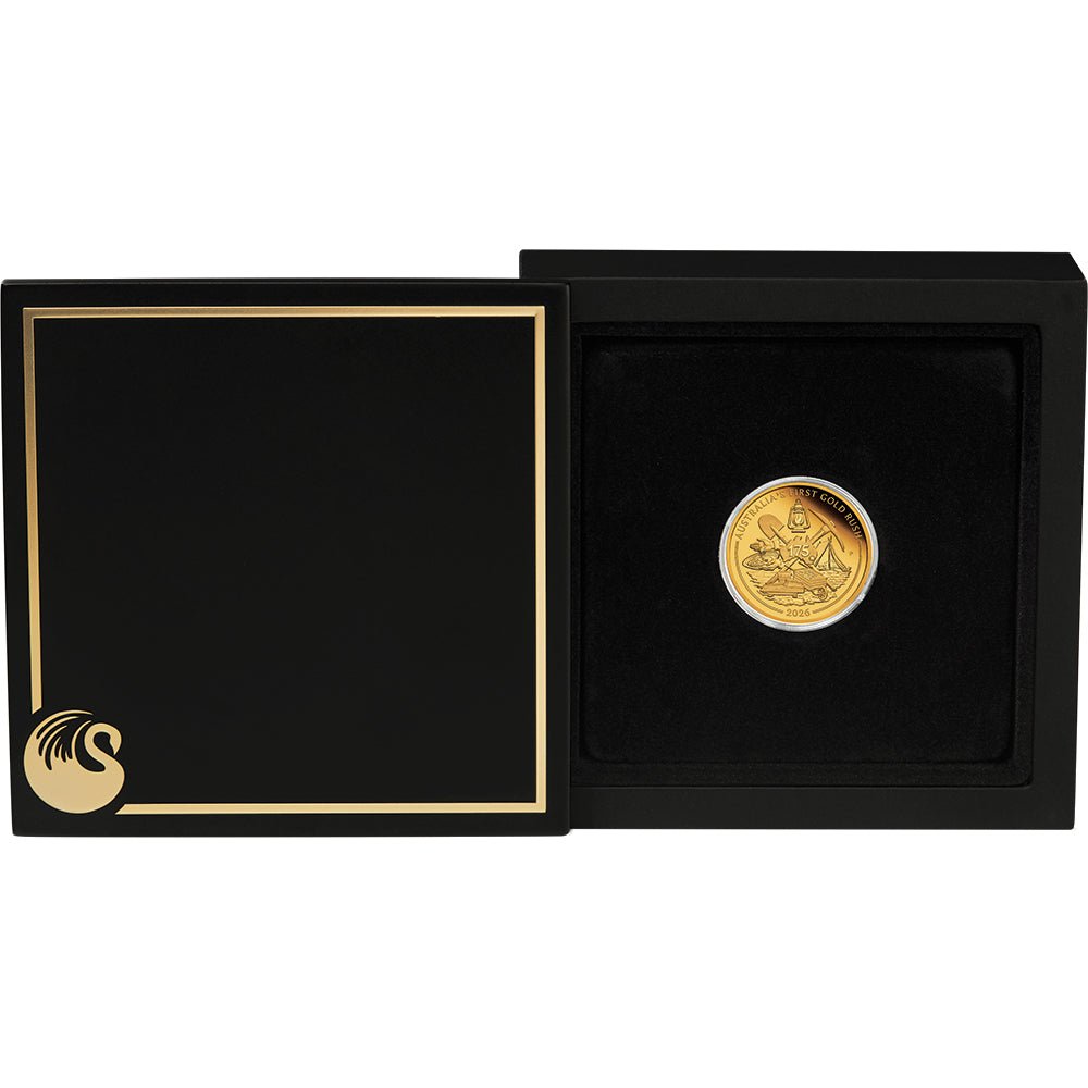 Australia's First Gold Rush 175th Anniversary 2026 1/4oz Gold Proof Coin Case