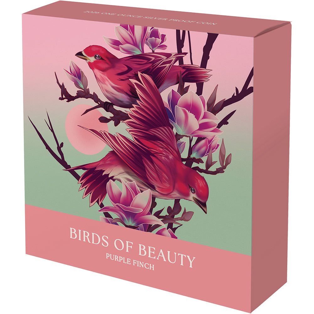 Birds Of Beauty 2026 Purple Finch & Magnolias 1oz Silver Proof Coin Shipper