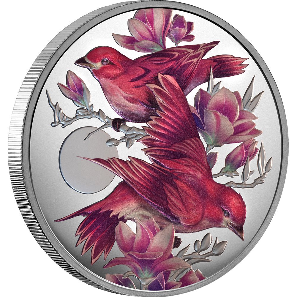 Birds Of Beauty 2026 Purple Finch & Magnolias 1oz Silver Proof Coin