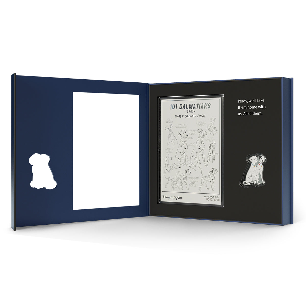Disney 101 Dalmatians 1/2oz Silver Coin + 5g Silver Foil Collectible Set Folder