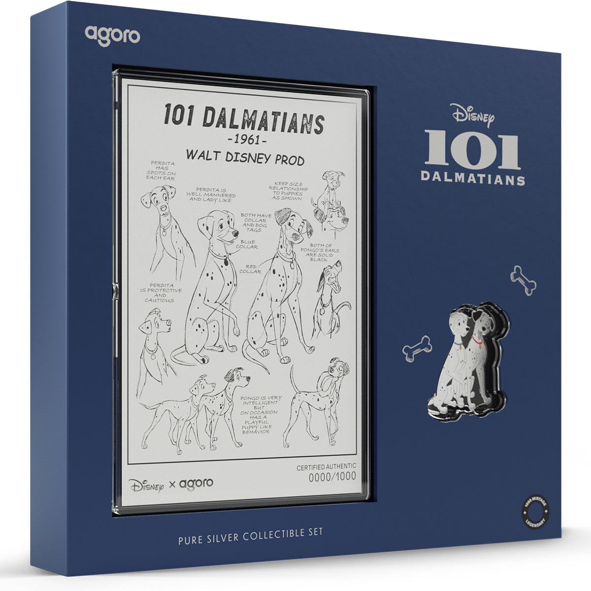 Disney 101 Dalmatians 1/2oz Silver Coin + 5g Silver Foil Collectible Set