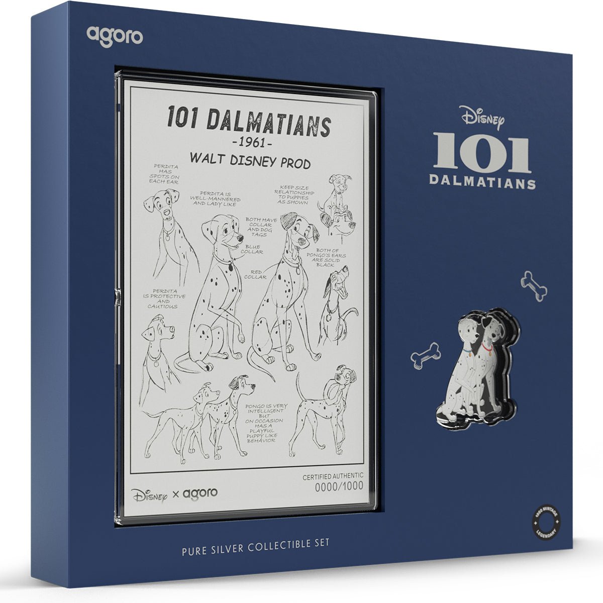 Disney 101 Dalmatians 1/2oz Silver Coin + 5g Silver Foil Collectible Set
