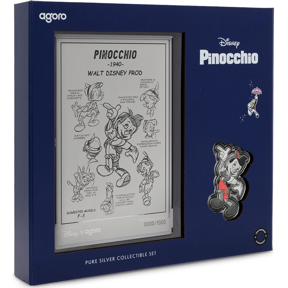 Disney Pinocchio 3/4oz Silver Coin + 5g Silver Foil Set Case